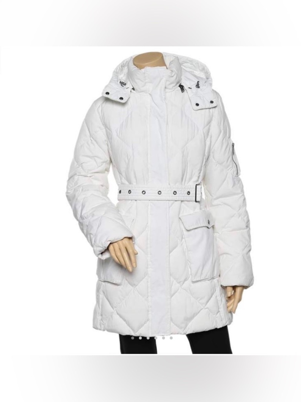Burberry White Quilted Hooded Belted Puffer Coat
